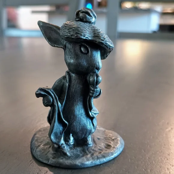 Charming Pewter Animal Figurine Set Sculpture